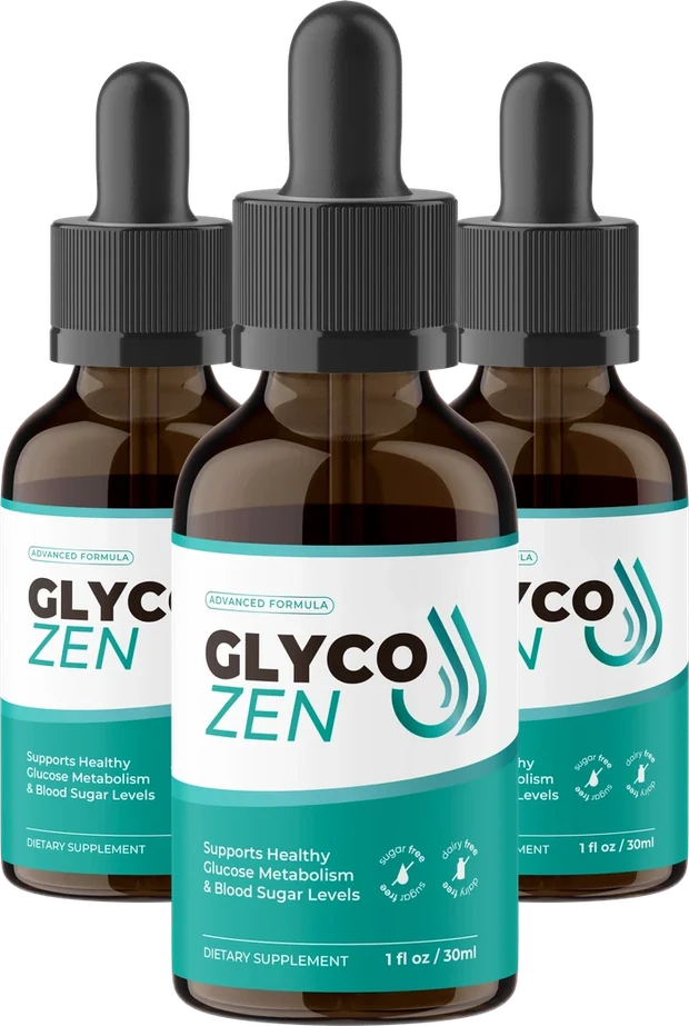Three bottles of GlycoZen Advanced Formula drops